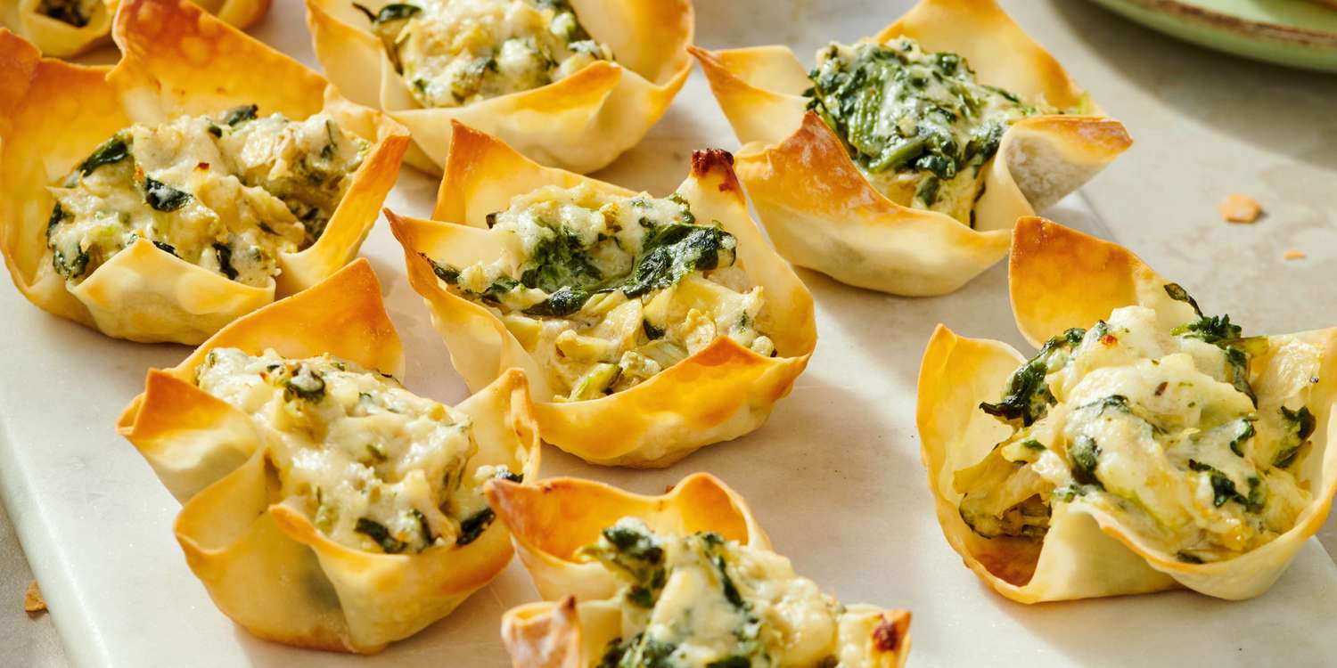 Warm Artichoke and Parmesan-filled Wonton Cups